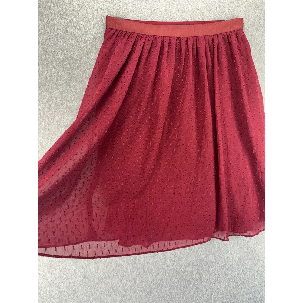 Brooks Brothers Burgundy Dot Flowy Chiffon A-line Skirt‎ SIZE 6